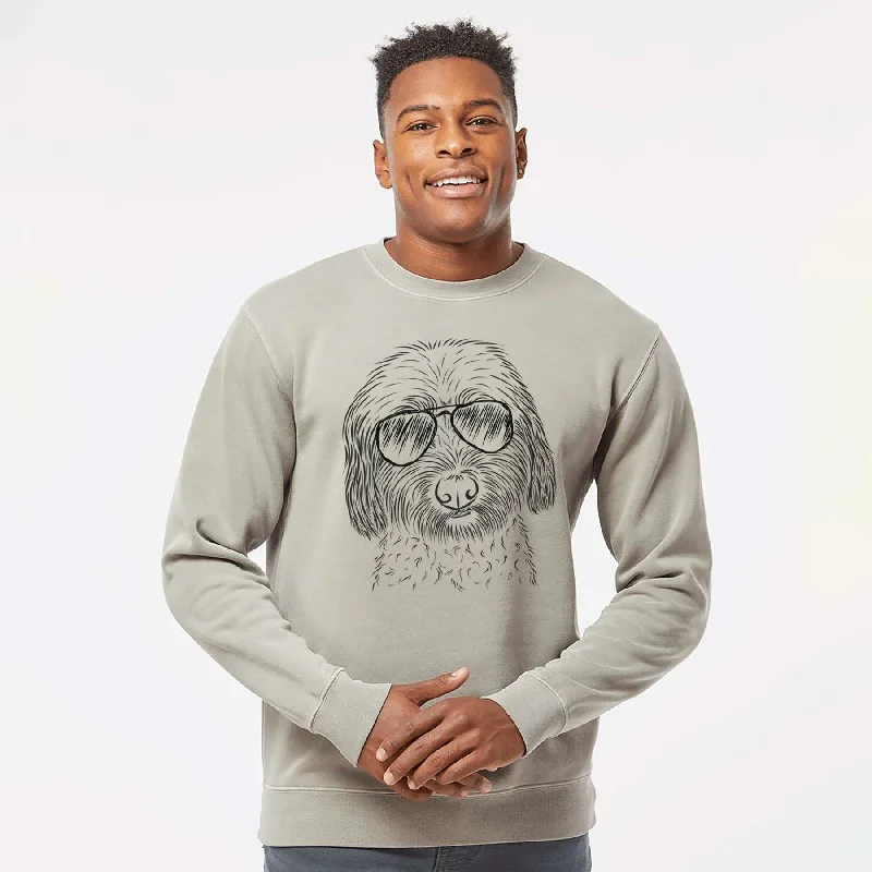 Overstock Aviator Niles the Soft Coated Wheaten Terrier - Unisex Pigment Dyed Crew Sweatshirt