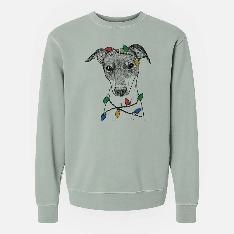 Big Savings Christmas Lights Momo the Japanese Terrier - Unisex Pigment Dyed Crew Sweatshirt