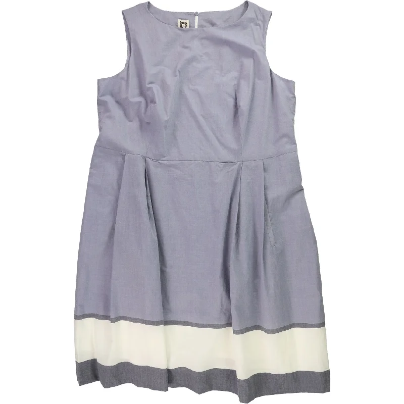 Overstock elegant evening dressAnne Klein Womens Boat Neck Fit & Flare Dress, Blue, 20W