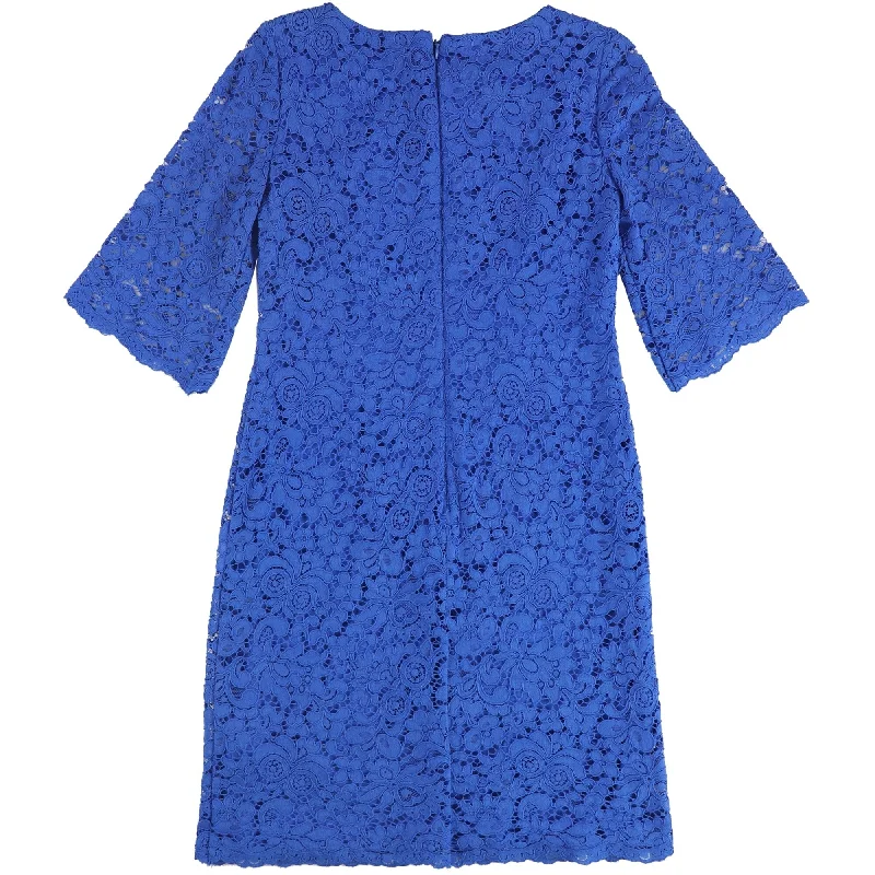 Bargain Blast cocktail dressRalph Lauren Womens Lace Floral Sheath Dress, Blue, 2