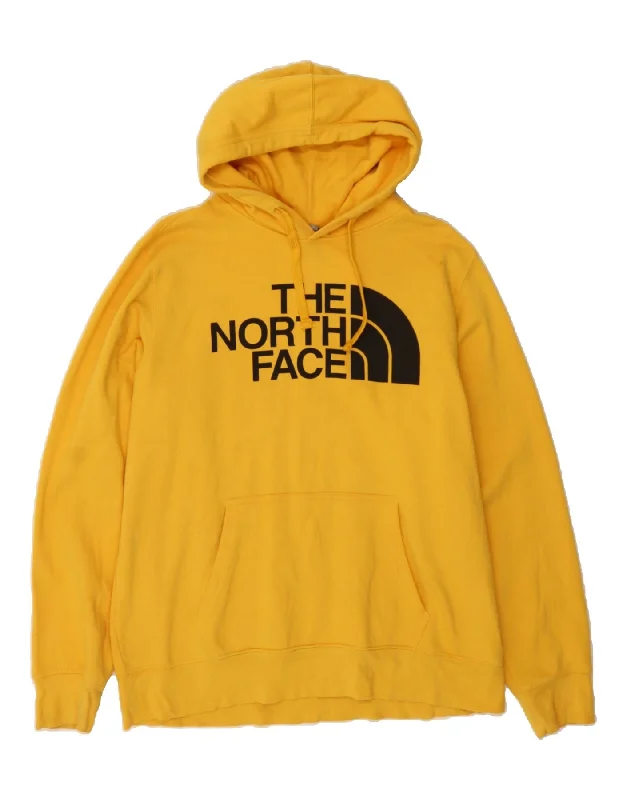 Flash Deals THE NORTH FACE Mens Graphic Hoodie Jumper Large Yellow Cotton