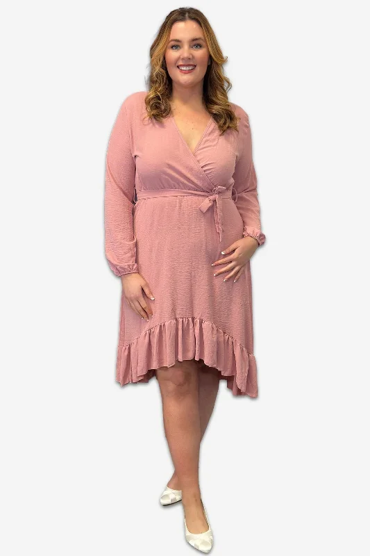 Savings Spectacular draped dressWrap Plus Size Dress with Ruffle Detail in Black, Pink or Forest Green Savings Spectacular draped dressWrap Plus Size Dress with Ruffle Detail in Black, Pink or Forest Green