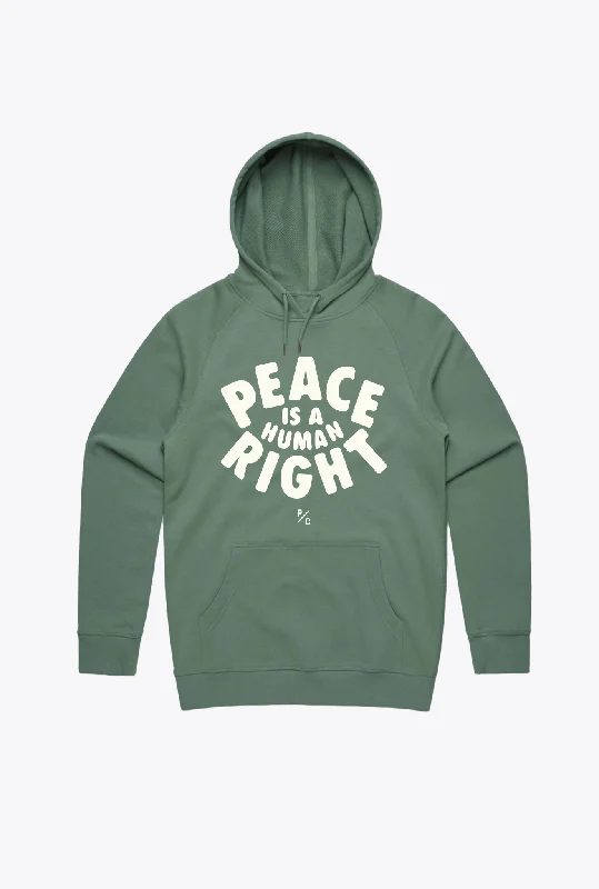 Bargain Bin Peace is a Human Right Hoodie - Sage