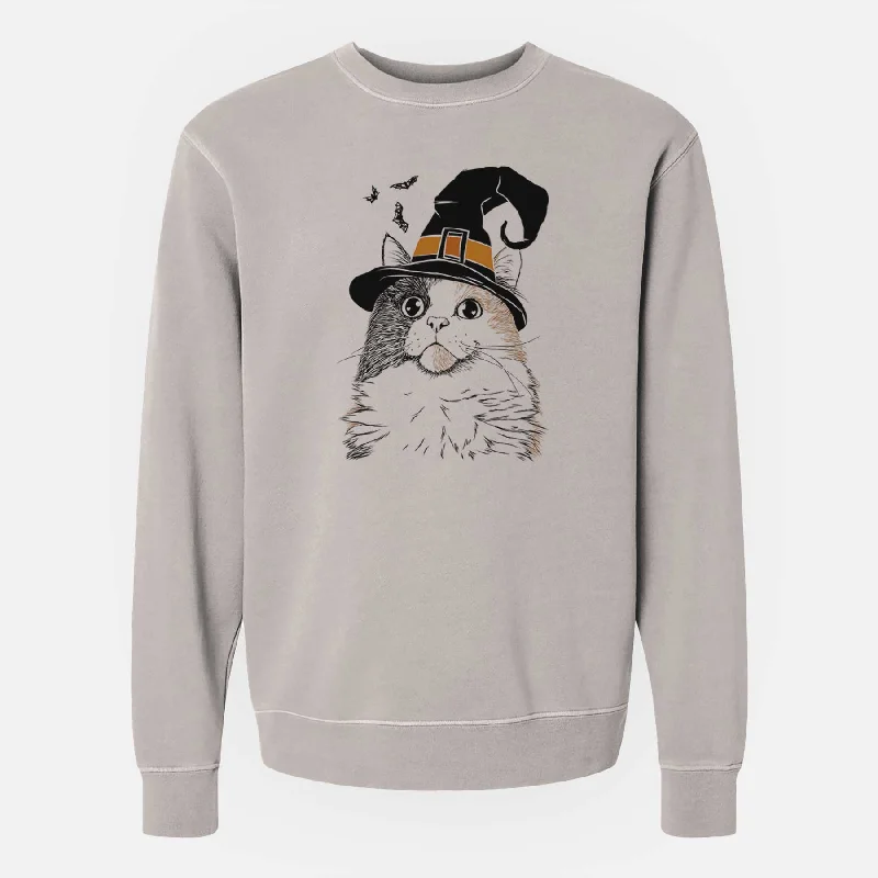 Deal Alert Witch Greta the Calico Cat - Unisex Pigment Dyed Crew Sweatshirt