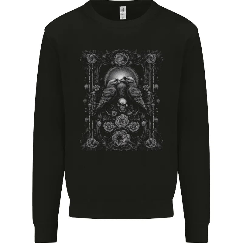 Today’s Special Dead Crows Skulls and Flowers Goth Gothic Mens Sweatshirt Jumper