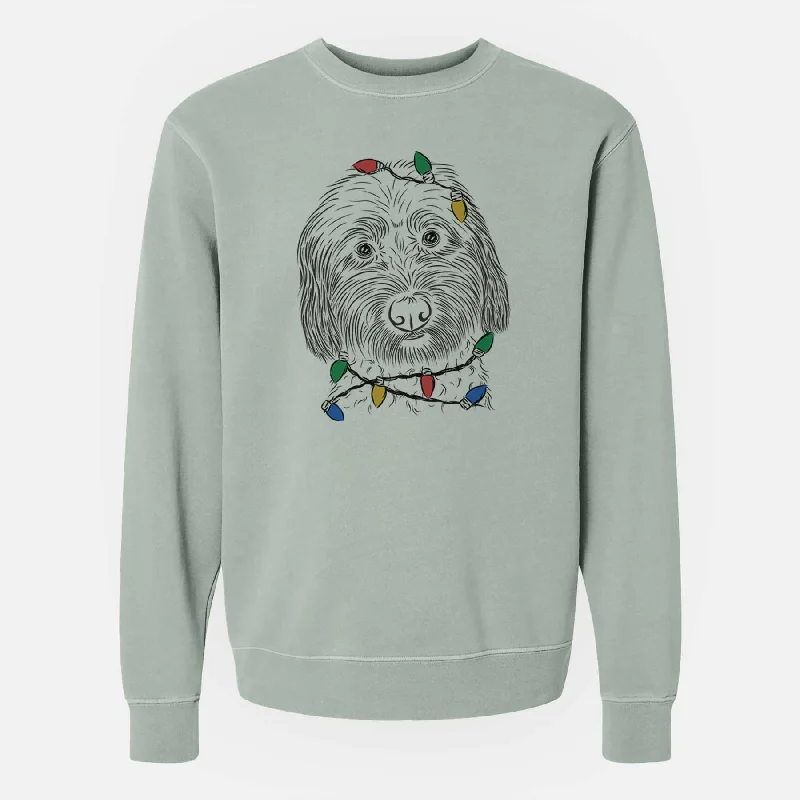 Midnight Madness Christmas Lights Niles the Soft Coated Wheaten Terrier - Unisex Pigment Dyed Crew Sweatshirt