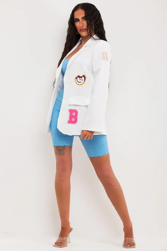 Value Deals padded puffer coatOversized Blazer With Letter Detail Cream