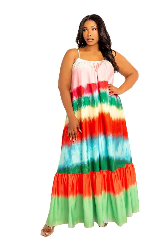 Bargain Prices knit dressOmbre Stripe Voluminous Maxi Dress