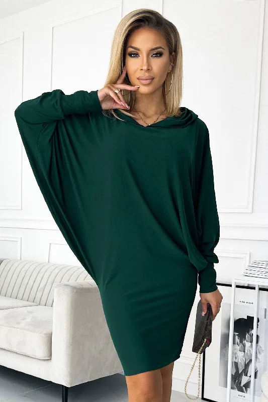 Low Prices wool dressNumoco 400-1 Bat dress with a hood - green