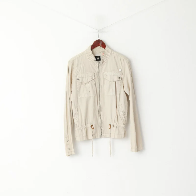 Closeout windproof jacketG-Star Raw Women XL (L) Jacket Beige Cotton Lightweight Zip Up East Rovic Top
