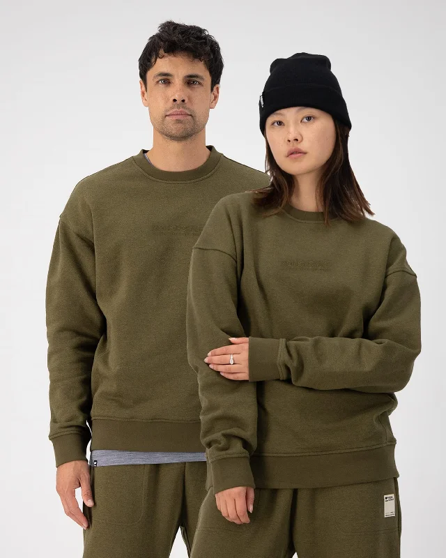 Time-Limited Offer Verdant Merino Organic Cotton Crew - Dark Olive