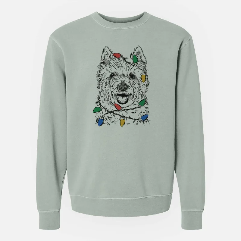Midnight Madness Christmas Lights Kami the West Highland Terrier - Unisex Pigment Dyed Crew Sweatshirt