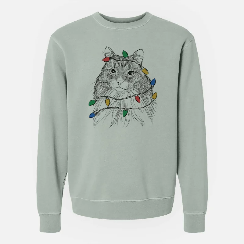 Don't Wait gym ready hoodieChristmas Lights Maks the Siberian Cat - Unisex Pigment Dyed Crew Sweatshirt Don't Wait gym ready hoodieChristmas Lights Maks the Siberian Cat - Unisex Pigment Dyed Crew Sweatshirt