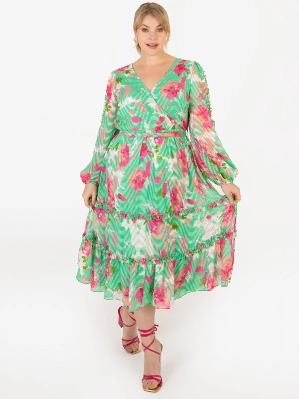 Don't Wait floral wrap dressLovedrobe Luxe Plus Size Green Abstract Print Midi Dress Don't Wait floral wrap dressLovedrobe Luxe Plus Size Green Abstract Print Midi Dress