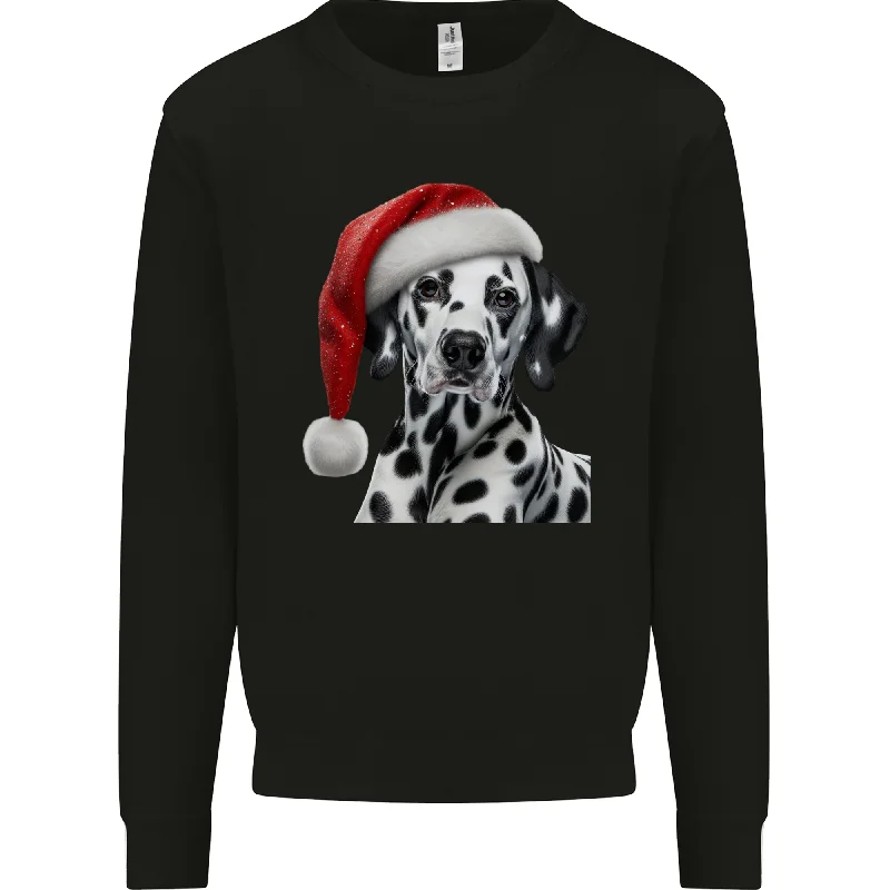 Today’s Deal Christmas Dalmatian Wearing a Xmas Hat Dog Mens Sweatshirt Jumper