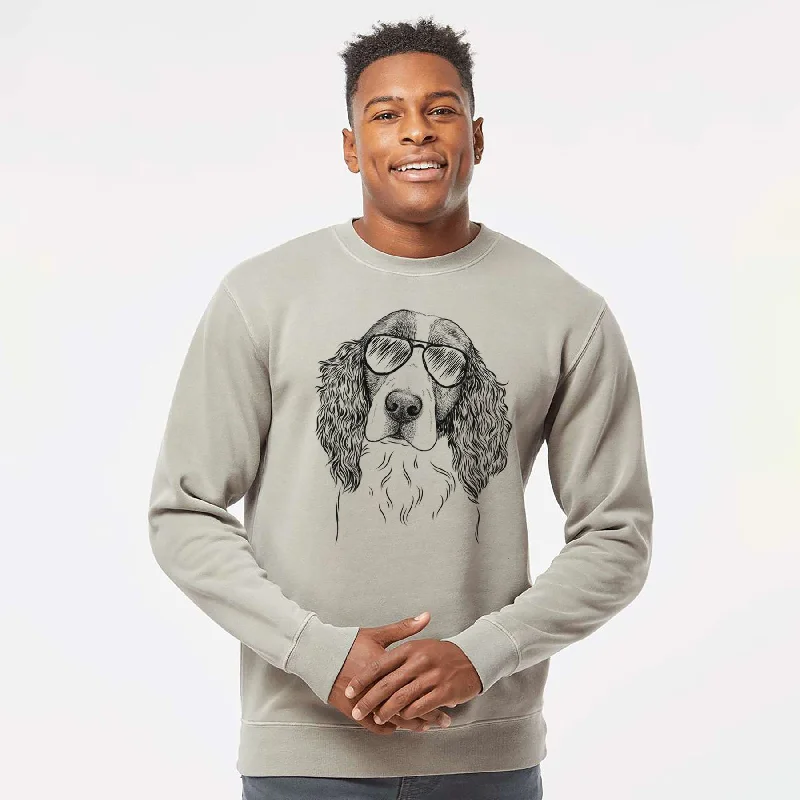 Markdowns trendy sports sweatshirtAviator Annie the English Springer Spaniel - Unisex Pigment Dyed Crew Sweatshirt Markdowns trendy sports sweatshirtAviator Annie the English Springer Spaniel - Unisex Pigment Dyed Crew Sweatshirt