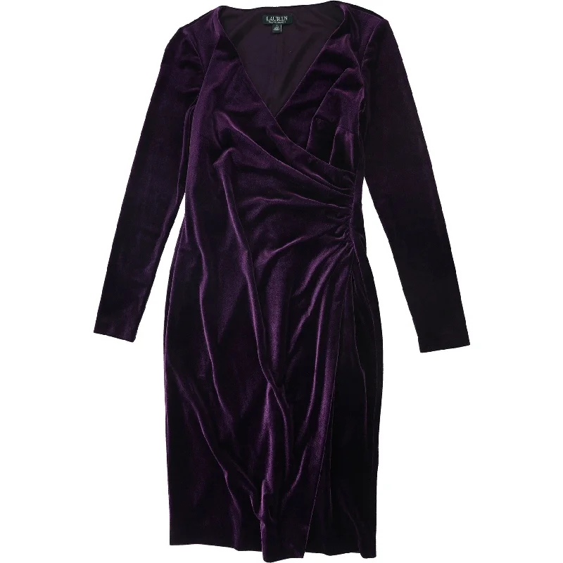 Act Now casual evening dressRalph Lauren Womens Velvet Surplice Dress, Purple, 2