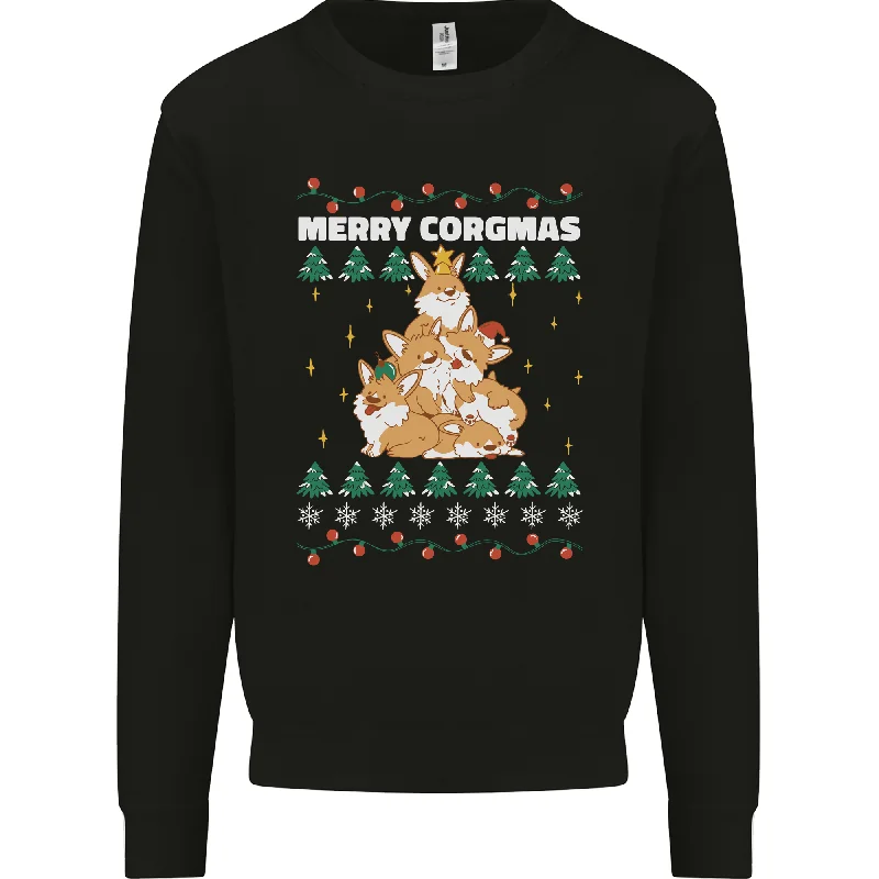 Price Reduction Christmas Corgi Dog Tree Xmas Mens Sweatshirt Jumper