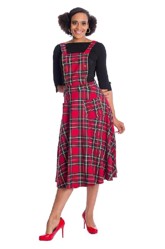 Price Cut casual summer dressSweet Tartan Pinafore Dress