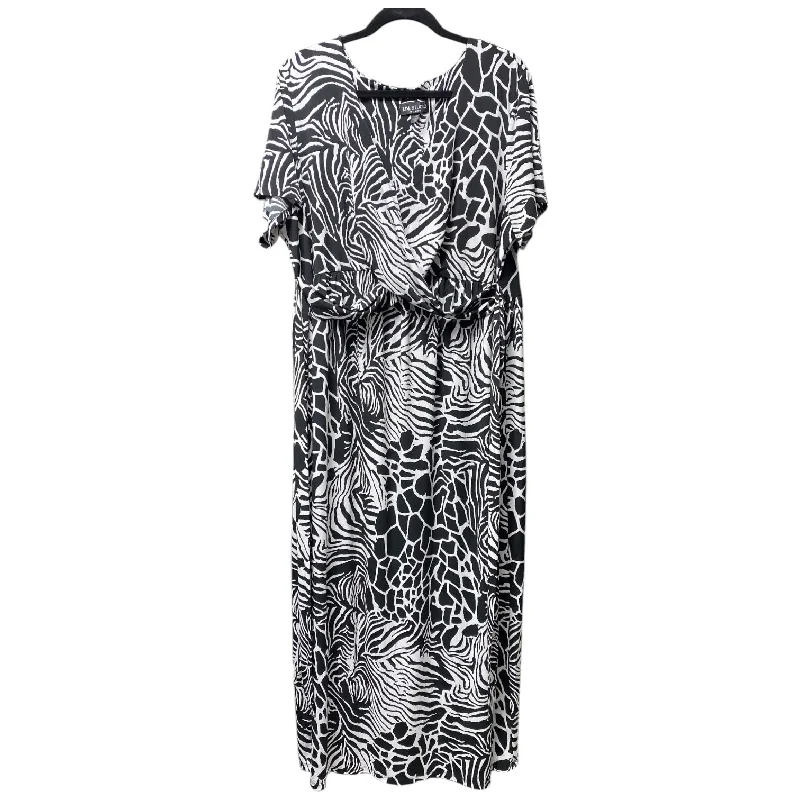 Discount Deals silk dressDress Casual Maxi By Clothes Mentor In Black & White, Size: 22 Discount Deals silk dressDress Casual Maxi By Clothes Mentor In Black & White, Size: 22