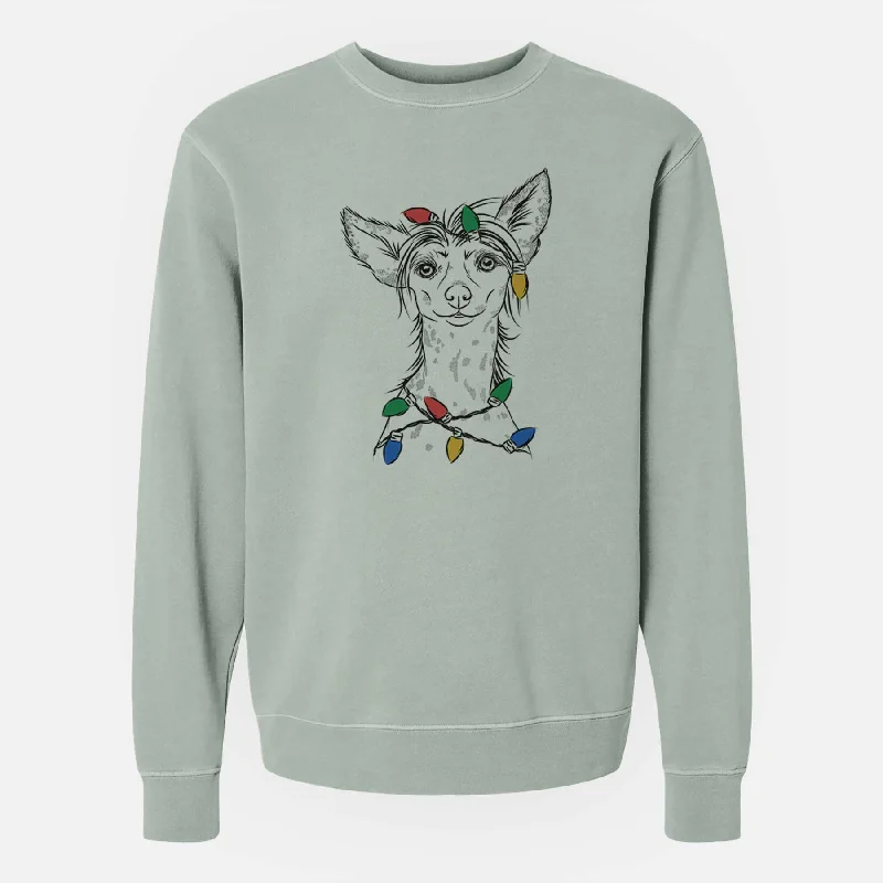 Seasonal Clearance Christmas Lights Hudson the Chinese Crested - Unisex Pigment Dyed Crew Sweatshirt