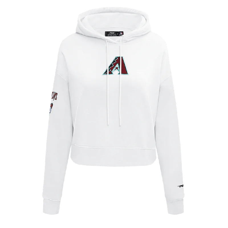 Huge Discounts MLB ARIZONA DIAMONDBACKS CLASSIC WOMEN'S CROPPED FLC PO HOODIE (WHITE)
