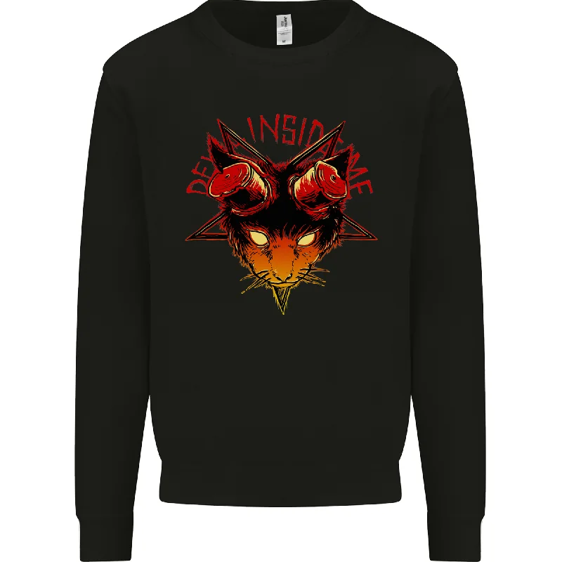 Hurry In Devil Inside Me Satanic Cat Demon Evil Mens Sweatshirt Jumper