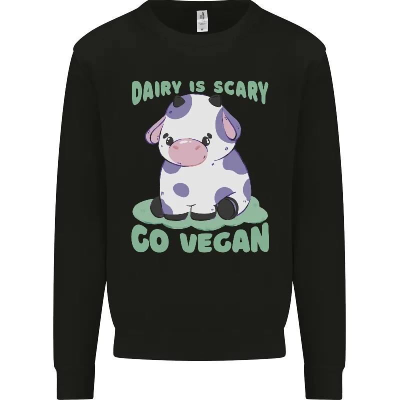 Amazing Deals Dairy Is Scary Go Vegan Funny Mens Sweatshirt Jumper
