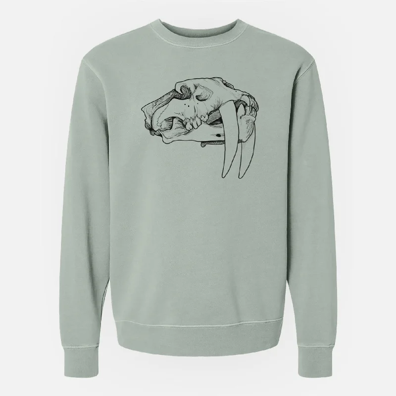 chic active hoodieSaber-toothed Tiger Skull - Unisex Pigment Dyed Crew Sweatshirt