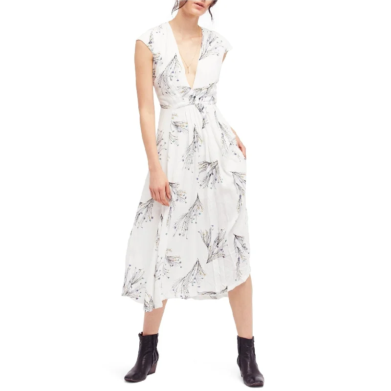 Deal Dash cocktail party dressFree People Womens Printed Retro Faux-Wrap Midi Dress, Off-White, 4 Deal Dash cocktail party dressFree People Womens Printed Retro Faux-Wrap Midi Dress, Off-White, 4