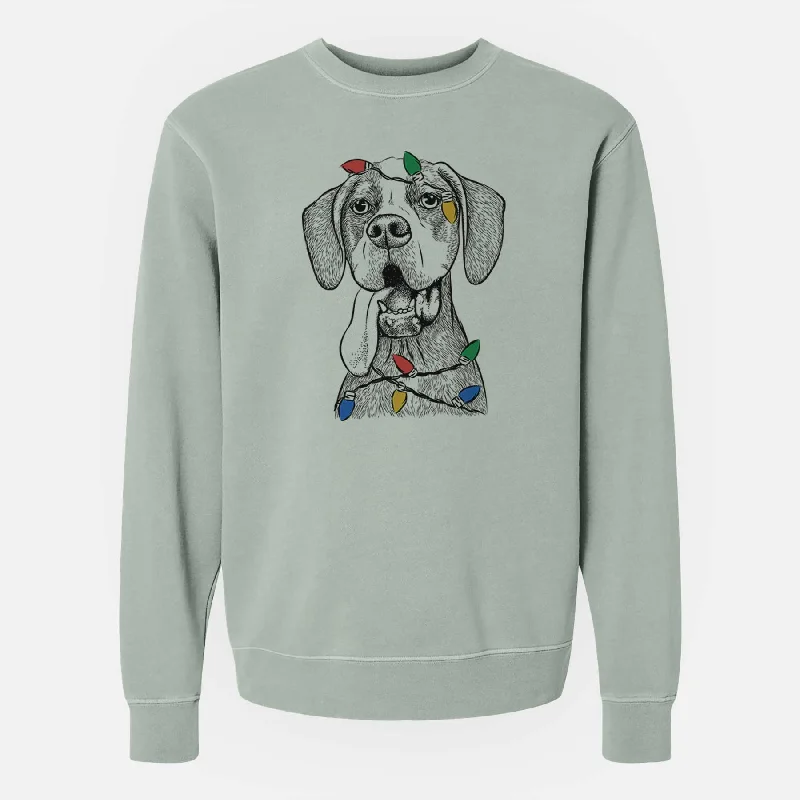 Members Only Christmas Lights Irwin the English Pointer - Unisex Pigment Dyed Crew Sweatshirt