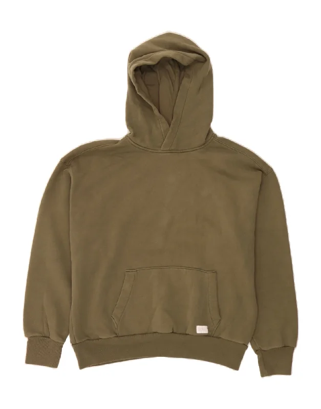 HOLLISTER Mens Oversized Hoodie Jumper Small Khaki Cotton