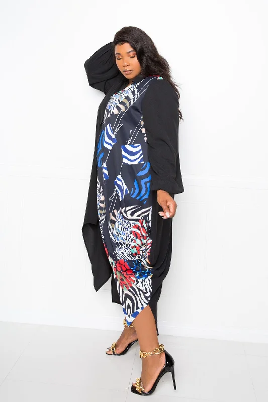 Savings Galore satin midi dressContrast Print High-Low Shirt Dress