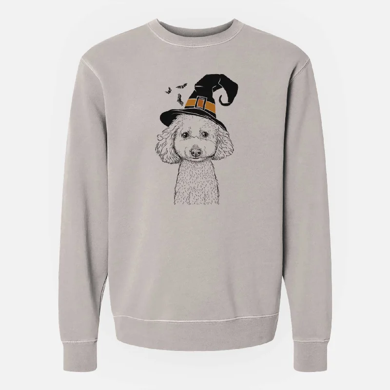 Instant Savings Witch Guinness the Toy Poodle Mix - Unisex Pigment Dyed Crew Sweatshirt