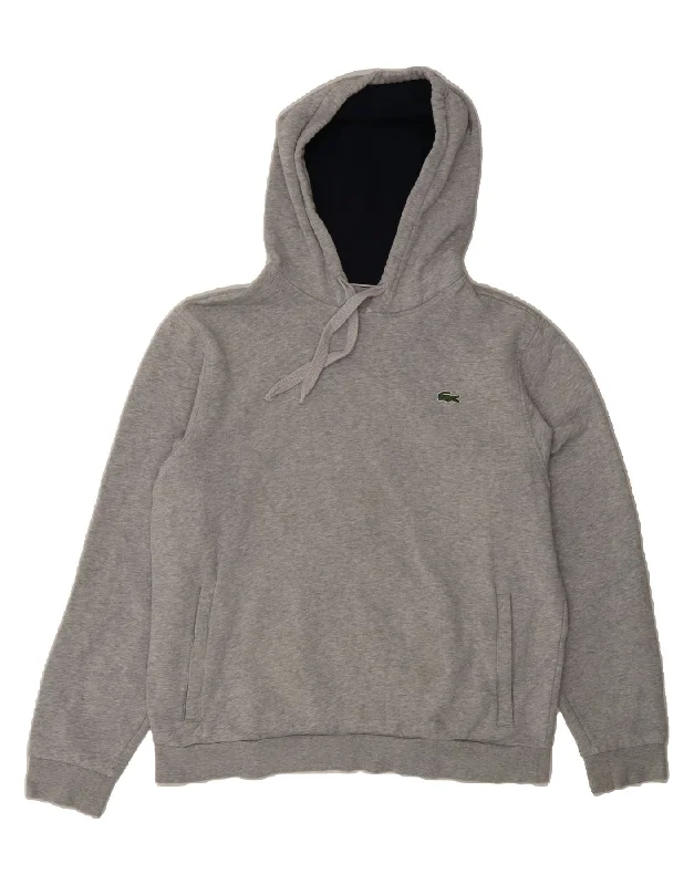 Can't Be Beat LACOSTE Mens Hoodie Jumper Size 5 Large Grey Cotton