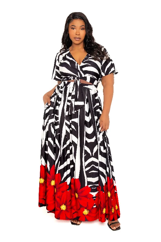 Final Markdown pleated maxi dressAnimal Print Crop Top and Maxi Skirt Set