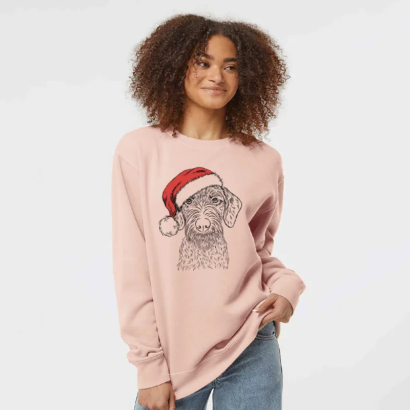 Price Drop Santa Gus the German Wirehaired Pointer - Unisex Pigment Dyed Crew Sweatshirt