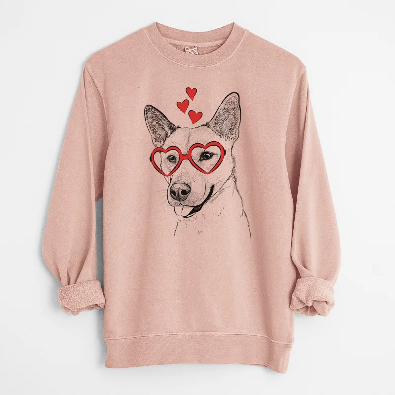 Stock Clearance Valentine Kulfi the Jindo Shiba Inu Mix - Unisex Pigment Dyed Crew Sweatshirt