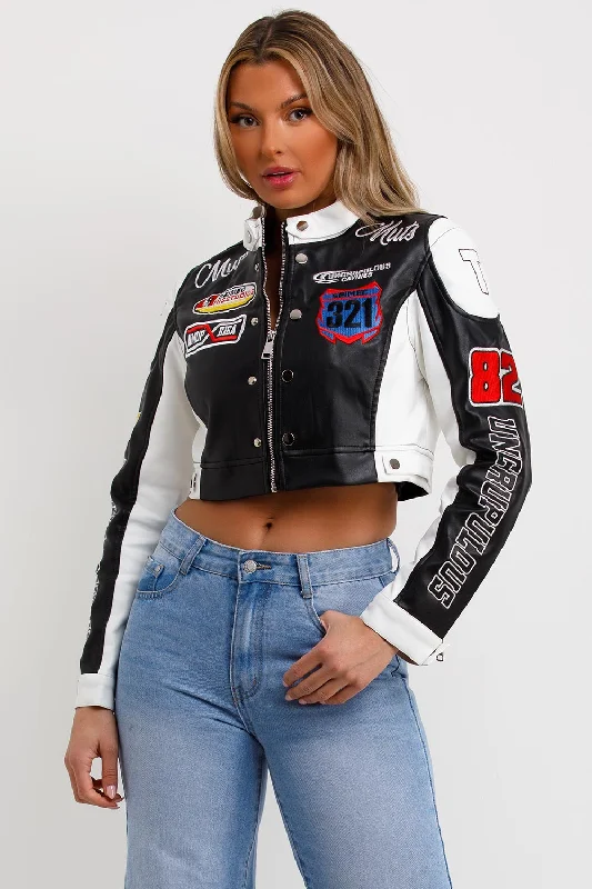 Lowest Price modern coatFaux Leather Racer Jacket Black