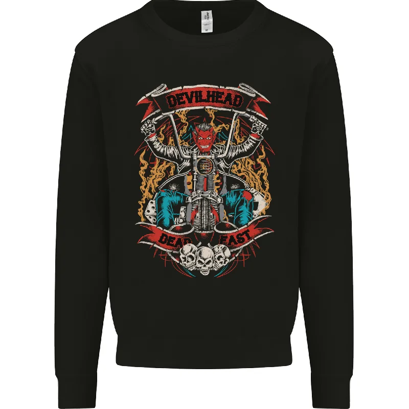 Epic Deals Devil Head Motorcycle Motorbike Biker Mens Sweatshirt Jumper