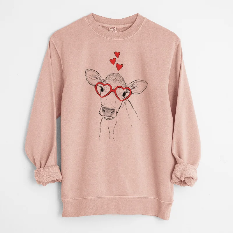 Incredible Offers versatile gym hoodieValentine Malu the Cow - Unisex Pigment Dyed Crew Sweatshirt