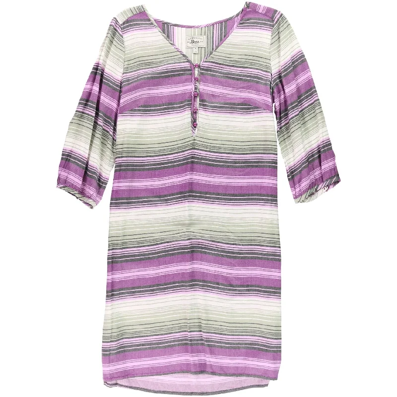 silk dressG.H. Bass & Co. Womens Striped Shirt Dress, Purple, Medium