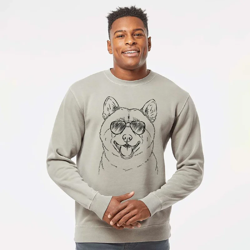 Now or Never Aviator Hiro the Shiba Inu - Unisex Pigment Dyed Crew Sweatshirt