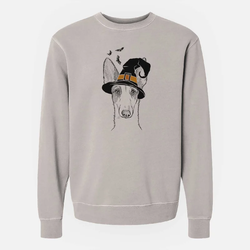 Year-End Sale Witch Halo the Ibizan Sight Hound - Unisex Pigment Dyed Crew Sweatshirt
