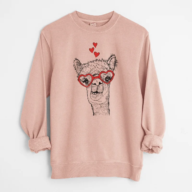 YEAR-End Sale Valentine Henry the Alpaca - Unisex Pigment Dyed Crew Sweatshirt