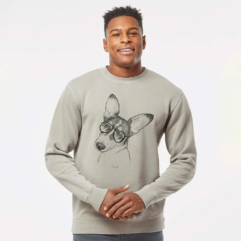 Special Promotion lightweight fitness hoodieAviator Dexter the Corgi - Unisex Pigment Dyed Crew Sweatshirt