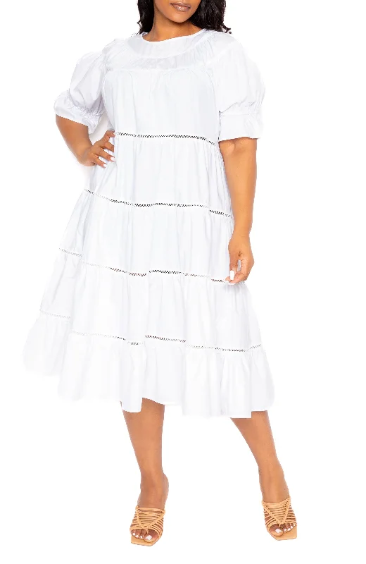 Unbeatable Prices floral midi dressTiered Poplin Dress
