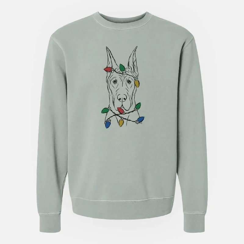 Flash Deals Christmas Lights Jude the Great Dane - Unisex Pigment Dyed Crew Sweatshirt