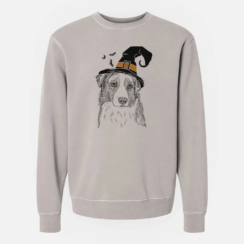 Limited Time Witch Ginger the Australian Shepherd - Unisex Pigment Dyed Crew Sweatshirt