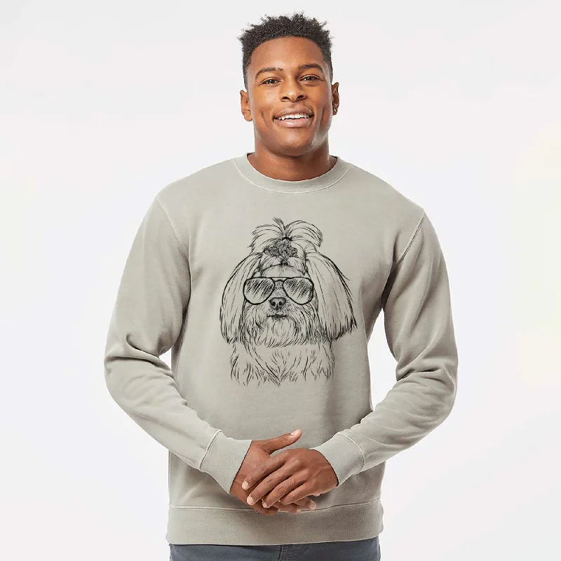 Exclusive Savings Aviator Olga the Shih Tzu - Unisex Pigment Dyed Crew Sweatshirt
